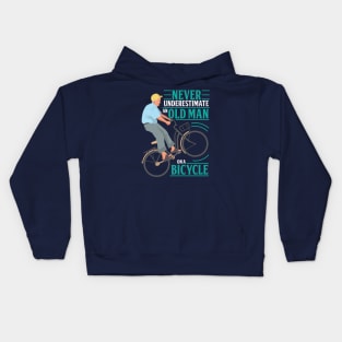 Never Underestimate An Old Man On a Bicycle Kids Hoodie